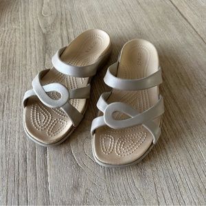 Crocs Women’s Beige Strappy Slide Sandals - Size 7